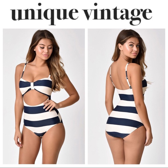 Unique Vintage Other - Striped Sweetheart Cut Out Rory Swimsuit